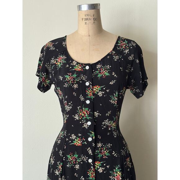 Vintage Esprit Floral Rayon Dress - Picture 1 of 5